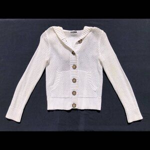 Giordano Hoodie Sweater XS vintage Y2K White Open Weave athleisure beach casual